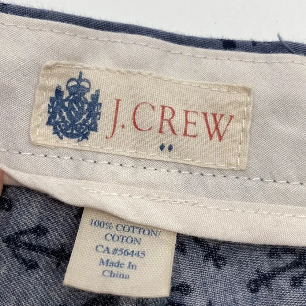 J CREW Blue Anchors Print Cotton Shorts Size 36 Inseam 10